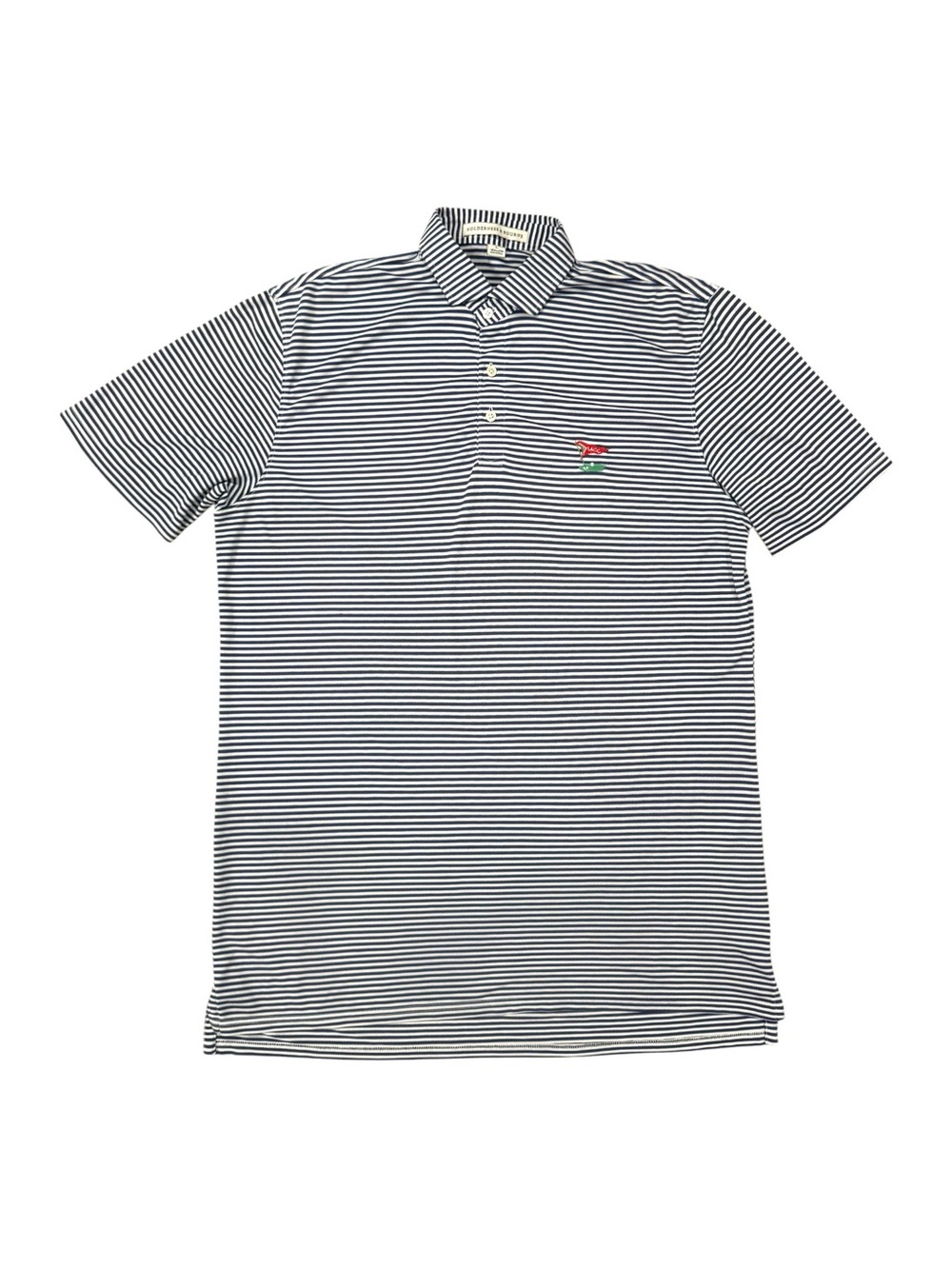 Holderness & Bourne LACC Logo The Maxwell Polo Shirt Size Large Navy Stripe Golf
